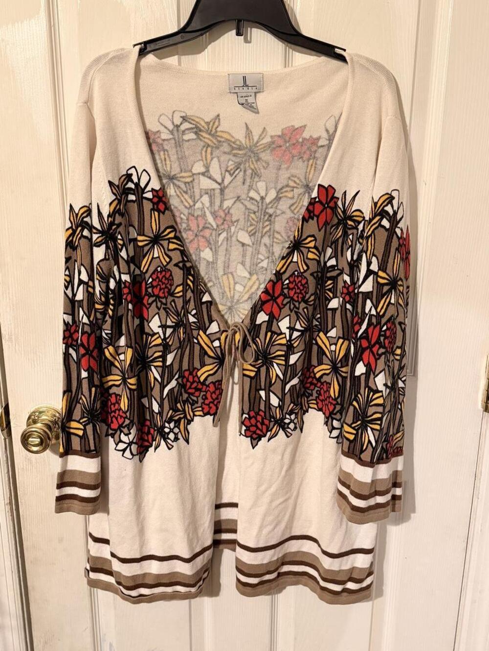 Retro Fall Floral Front-tie 100% Cotton Boho Knit Cardigan